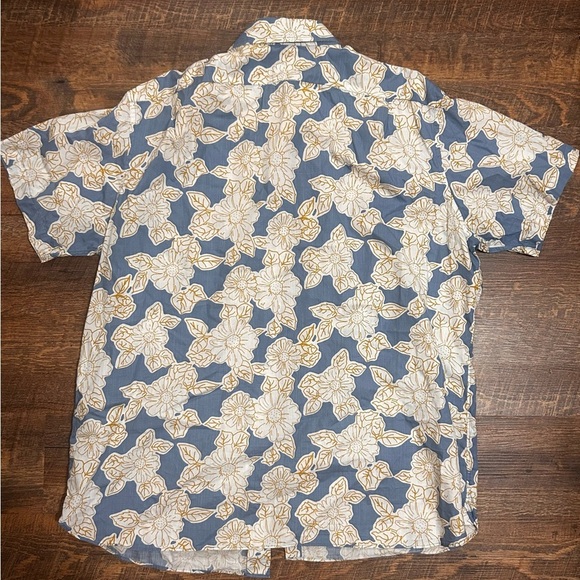 Cremieux Blue & Gold Floral Short Sleeve Size XL Button Up Shirt Tropical - Picture 3 of 4